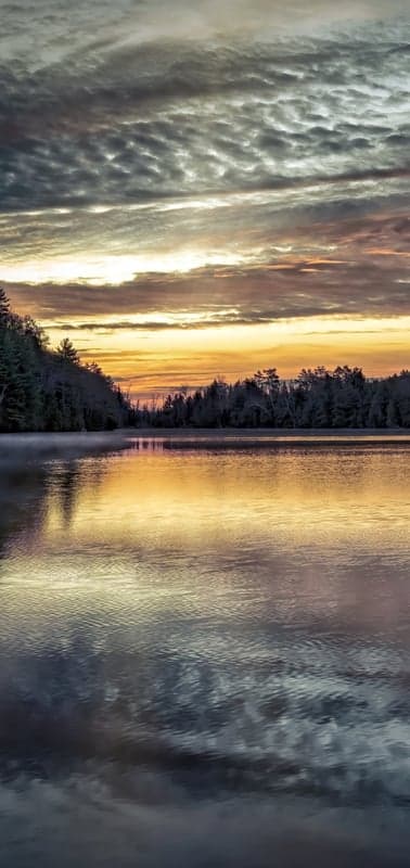 Lakeside Reverie- Sunset Hues on Calm Waters