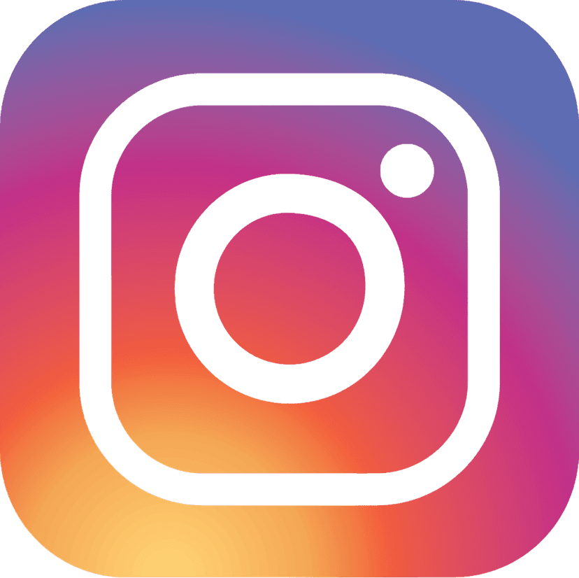 Instagram logo with camera icon and wordmark text featuring a pink and purple gradient on a transparent background.