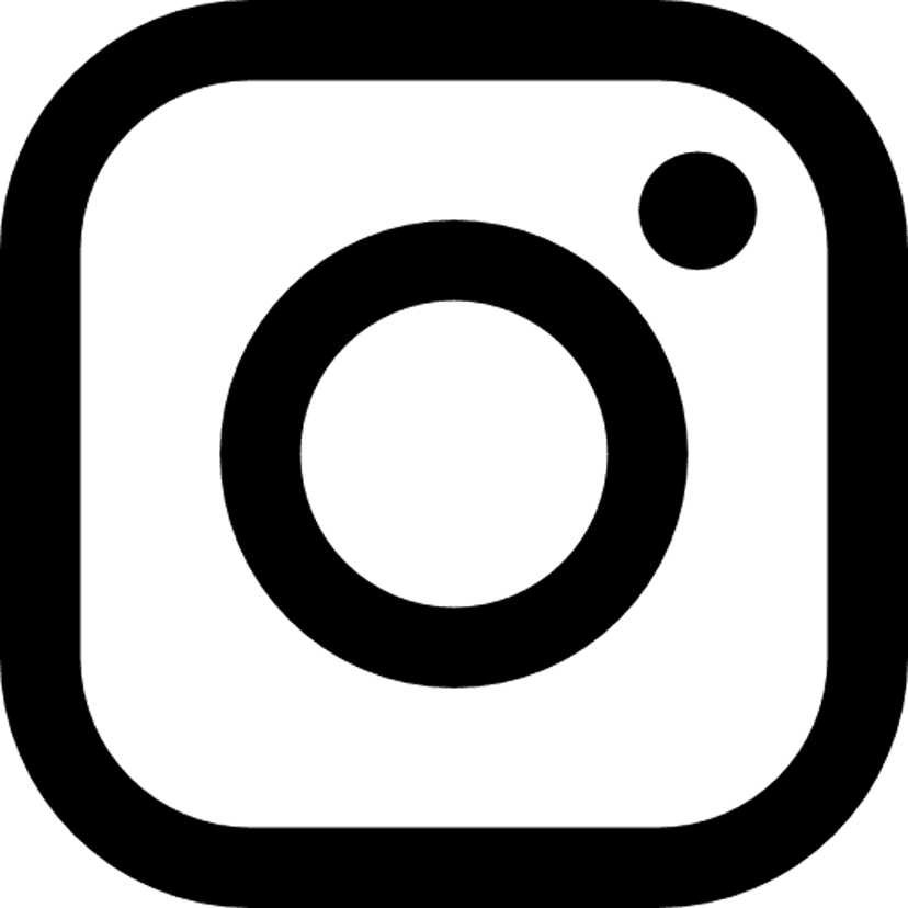 Instagram logo black line art featuring a rounded square border with a centered circle and small corner dot.