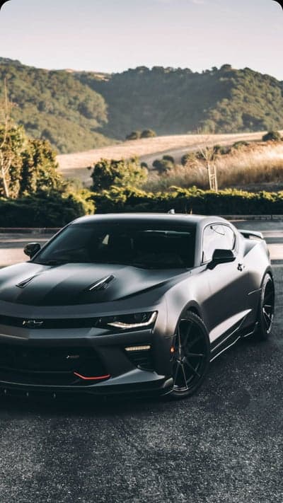 Matte Black Camaro SS on Scenic Hillside Road