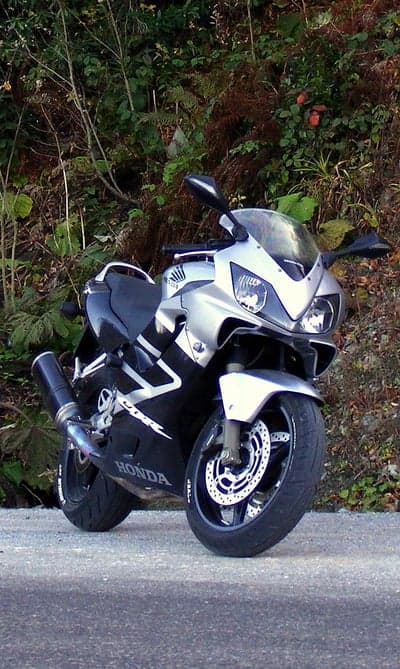 Silver Honda CBR Sportbike Parked in Autumn Nature Wallpaper