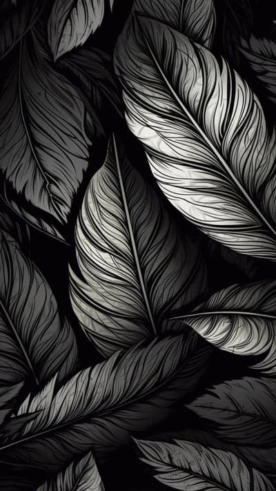 Monochromatic Feather Pattern Wallpaper