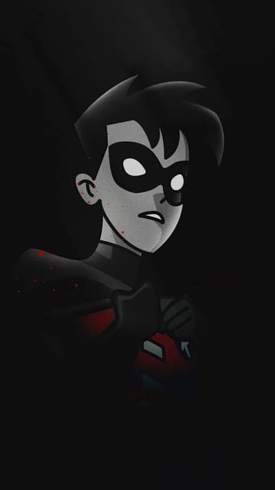 Dark Robin Illustration with Red Accents