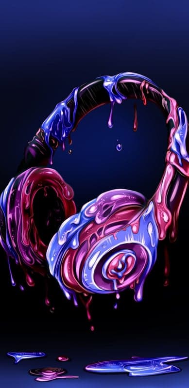 Dripping Neon Headphones Abstract Art