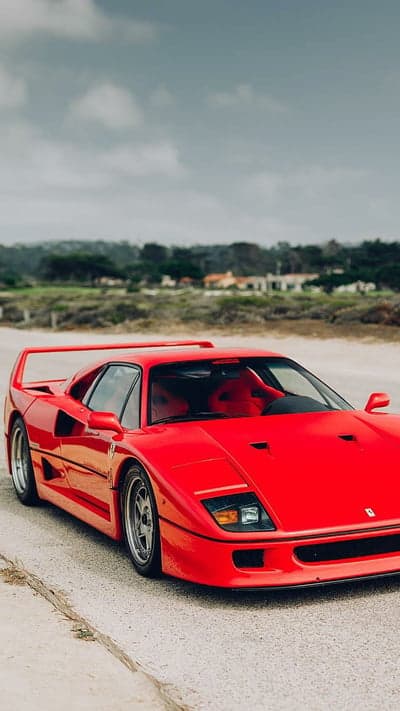 Classic Red Ferrari F40 Supercar Phone Wallpaper Background