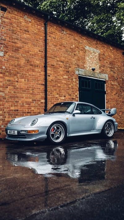 Silver Porsche 911 Turbo 993 Mobile Wallpaper Background