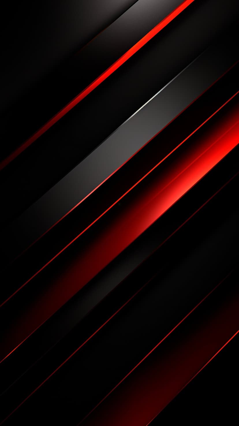 Diagonal red and black stripes overlap with subtle shadows and sharp edges in a dark geometric arrangement.