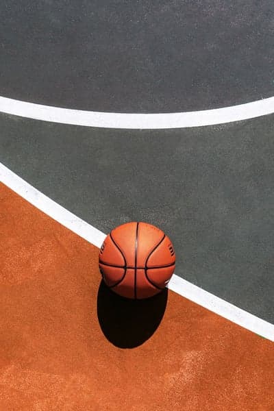 Basketball Court Focus - Orange Ball on the Line