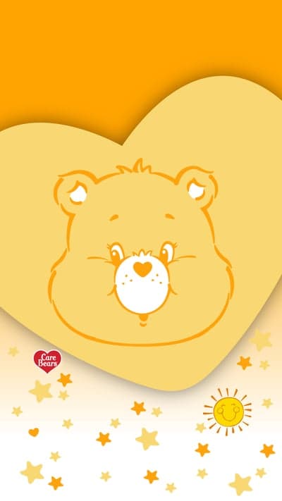 Yellow Care Bear Heart and Sun Cute Wallpaper