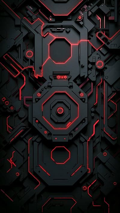 Dark Futuristic Sci-Fi Tech Background with Red Neon Accents