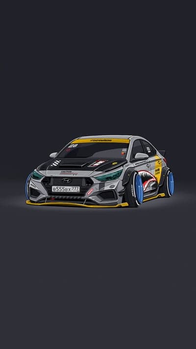 Aggressive Cyberpunk Hyundai Accent Car Art