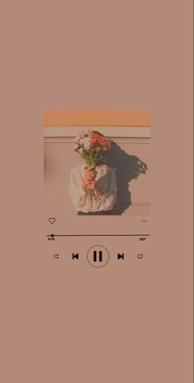 Person Holding Flowers with Music Player Overlay