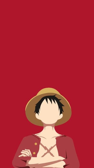 Red One Piece Luffy Minimalist Background for Phone Screens