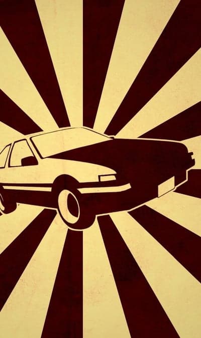 Vintage Car Silhouette with Sunburst Background