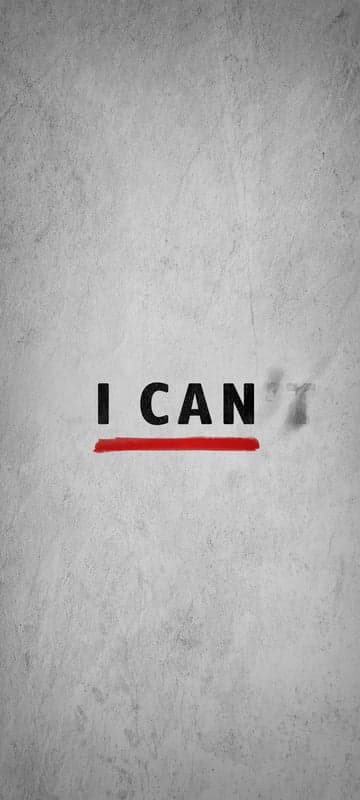 I CAN'T text with red line on concrete background