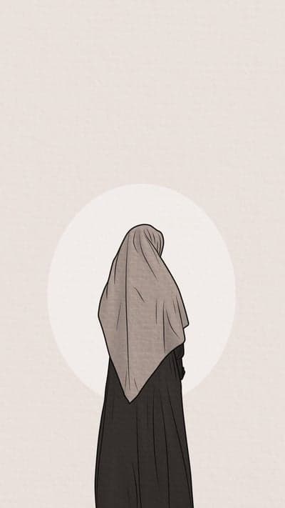 Woman in Hijab Silhouette Against Circular Background