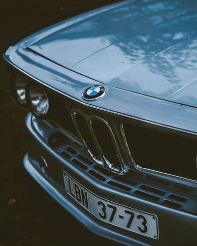 Vintage BMW grille and headlights close-up
