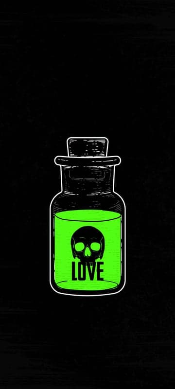 Poison Bottle with Skull and LOVE Message