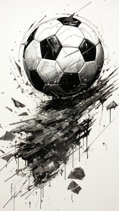 Dynamic Black and White Soccer Ball Explosion Art