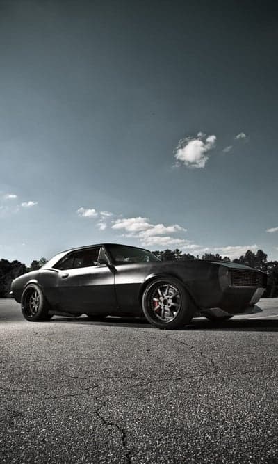 Matte Black Chevrolet Camaro Custom Restomod Wallpaper