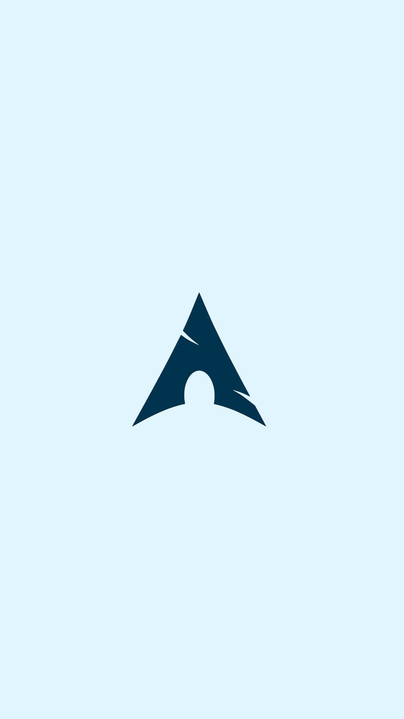 Arch Linux logo silhouette centered on a vertical light blue gradient background with smooth color transitions.