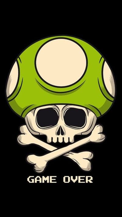 Mario Mushroom Skull Game Over Pixel Art