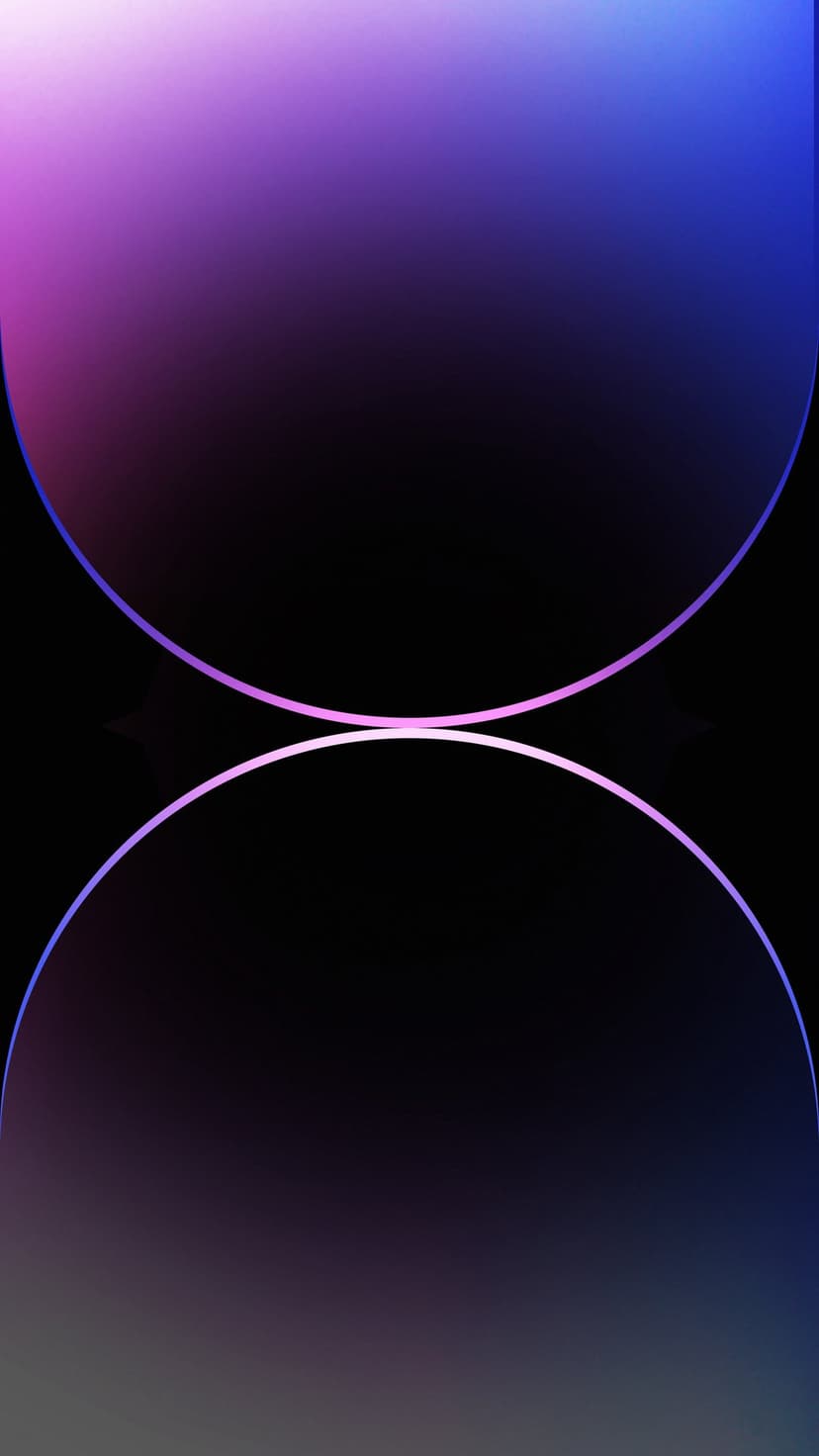Glowing purple and white curved lines form a symmetrical hourglass shape against a deep black background.