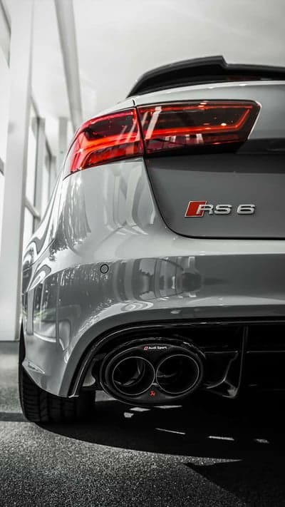 Audi RS 6 rear view, quad exhaust, sleek design