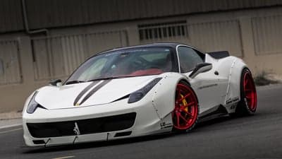 White Ferrari 458 Liberty Walk Widebody Desktop Wallpaper