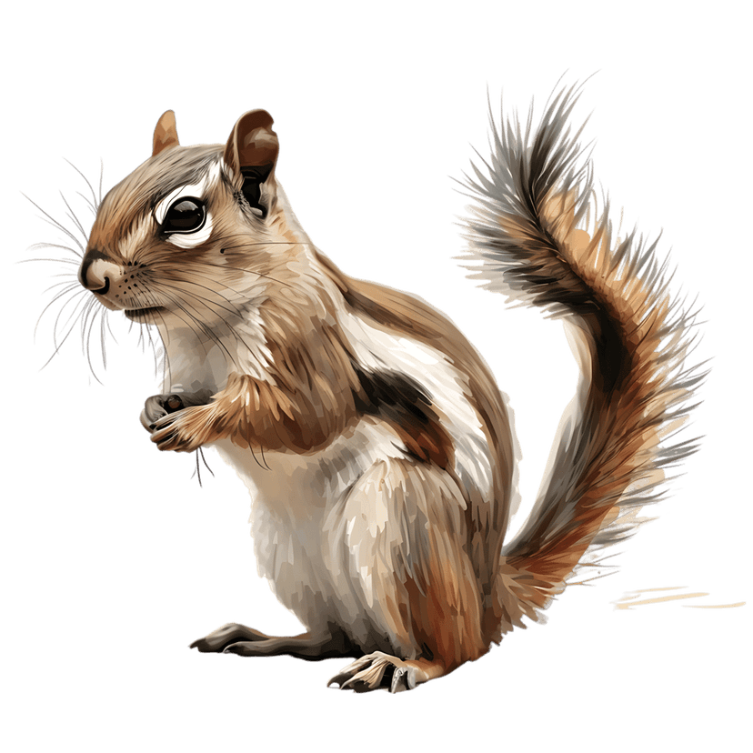 Chipmunk mammal holding a small nut while perched against a dark backdrop featuring detailed fur and whiskers.