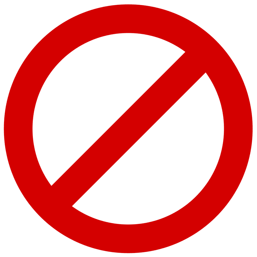 No Entry symbol featuring a vibrant red circular border and white center horizontal bar on transparent backdrop.