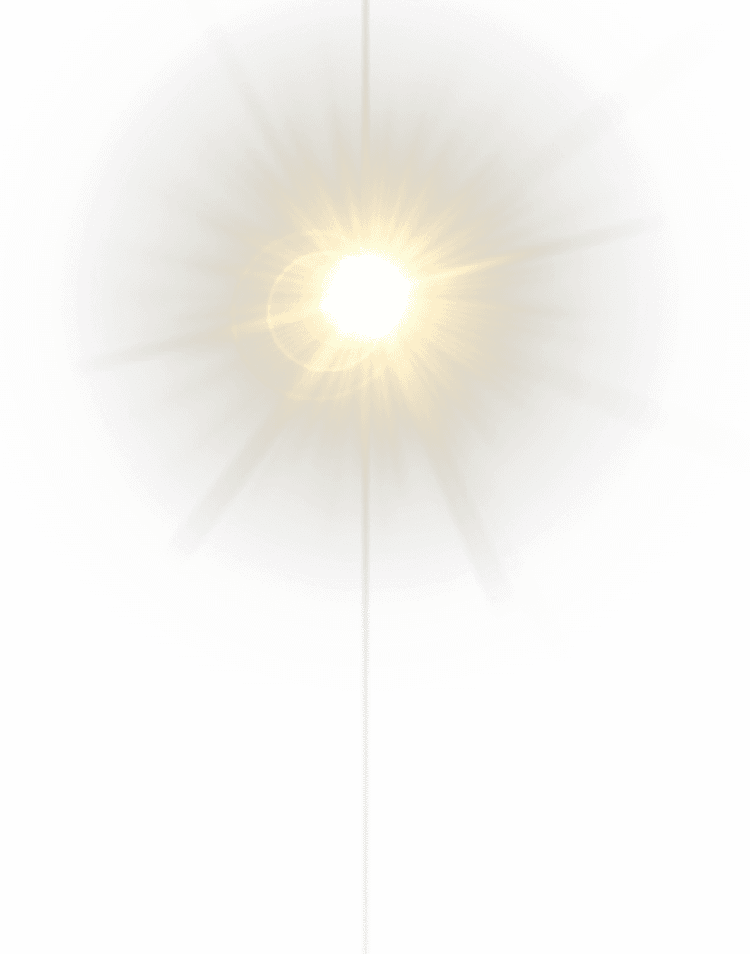 Yellow radiant beam glow effect with soft transparent gradient streaks and atmospheric lens flare highlights.