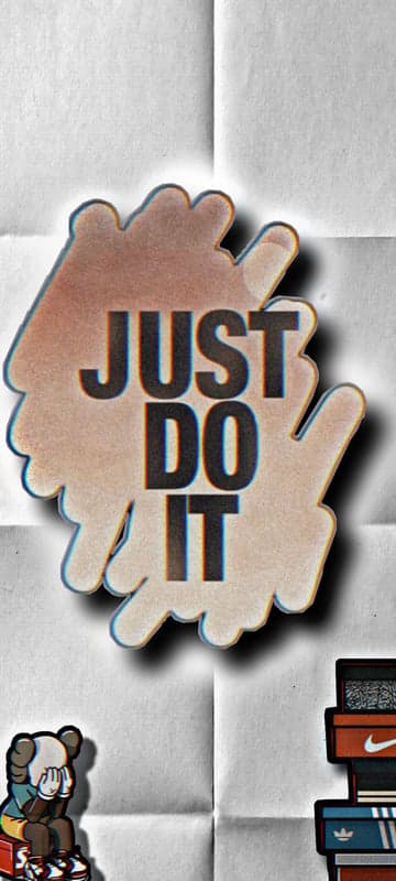 Just Do It Sticker with KAWS Figure and Sneaker Boxes