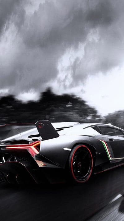 Veneno Supercar Stormy Night Drive Mobile Wallpaper