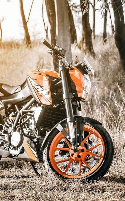 KTM Duke Motorcycle Forest Trail Mobile Wallpaper
