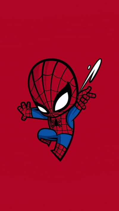 Chibi Spider-Man Swinging Marvel Phone Wallpaper