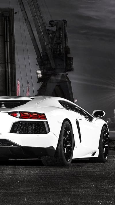 Industrial Night Lamborghini Aventador Phone Wallpaper