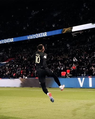 Kylian Mbappé celebrates a goal at Parc des Princes stadium