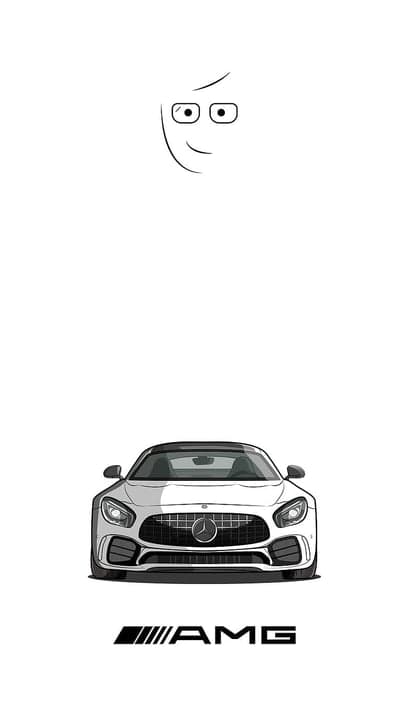 Playful Mercedes-AMG Logo and Cartoon Face Phone Background