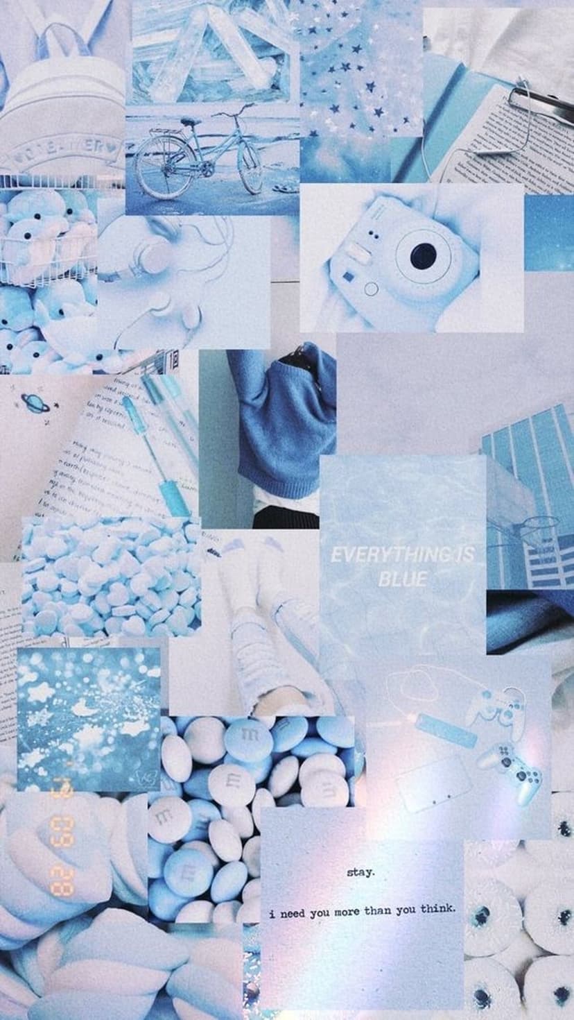Vintage bicycle on a sandy beach surrounded by a polaroid camera and soft plushies in a blue-toned collage.