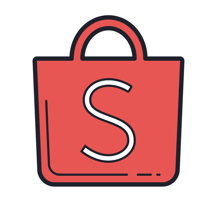 Shopee logo featuring an orange shopping bag with a white letter S beside bold orange brand typography.