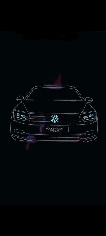 Cyberpunk Neon VW Passat Outline Mobile Phone Wallpaper