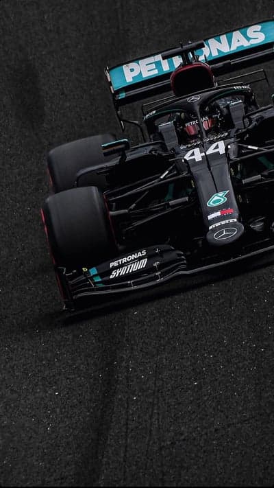 Lewis Hamilton's Mercedes F1 car on track