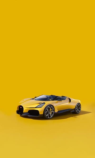 Yellow Bugatti Centodieci Roadster on Yellow Background