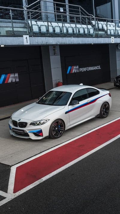 BMW M Performance Racing Coupe Pit Lane Phone Wallpaper