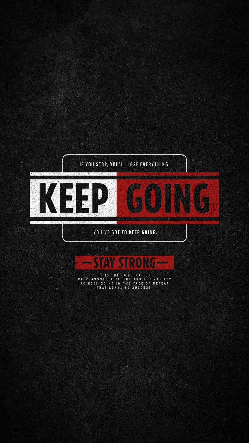 Distressed white typography displaying a perseverance quote against a dark weathered grunge background texture.