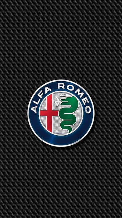 Alfa Romeo Logo on Carbon Fiber Background Wallpaper