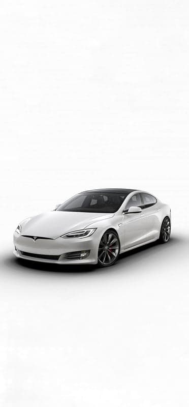 Sleek White Tesla Model S Front-3/4 View