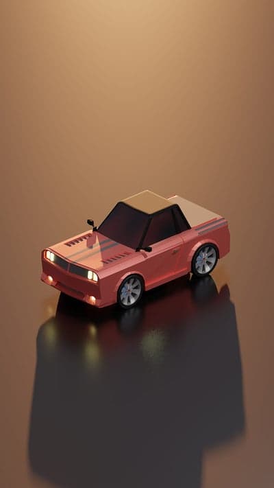 Stylized Pink Racing Car Mobile Wallpaper in Low Poly 3D