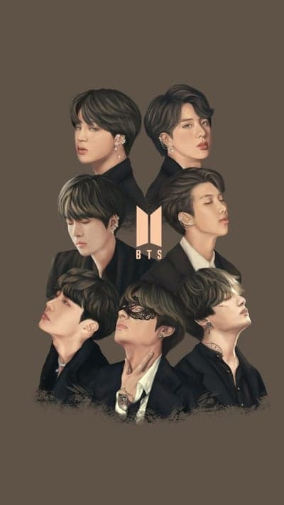 BTS Realistic Digital Art Wallpaper with Logo